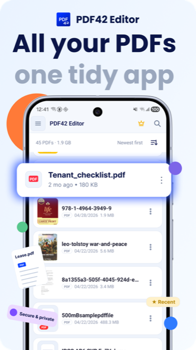 PDF42 opening a large PDF instantly on an Android phone